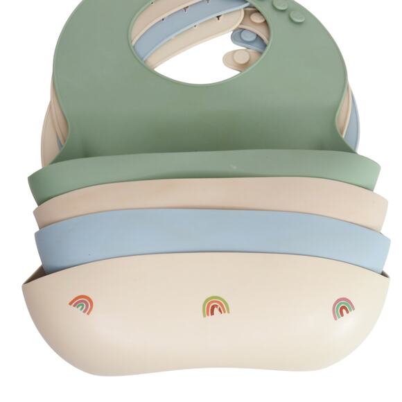 4 Soft Silicone Baby Bibs in Neutral Colors 10-72 Months Unisex. - Picture 2 of 14
